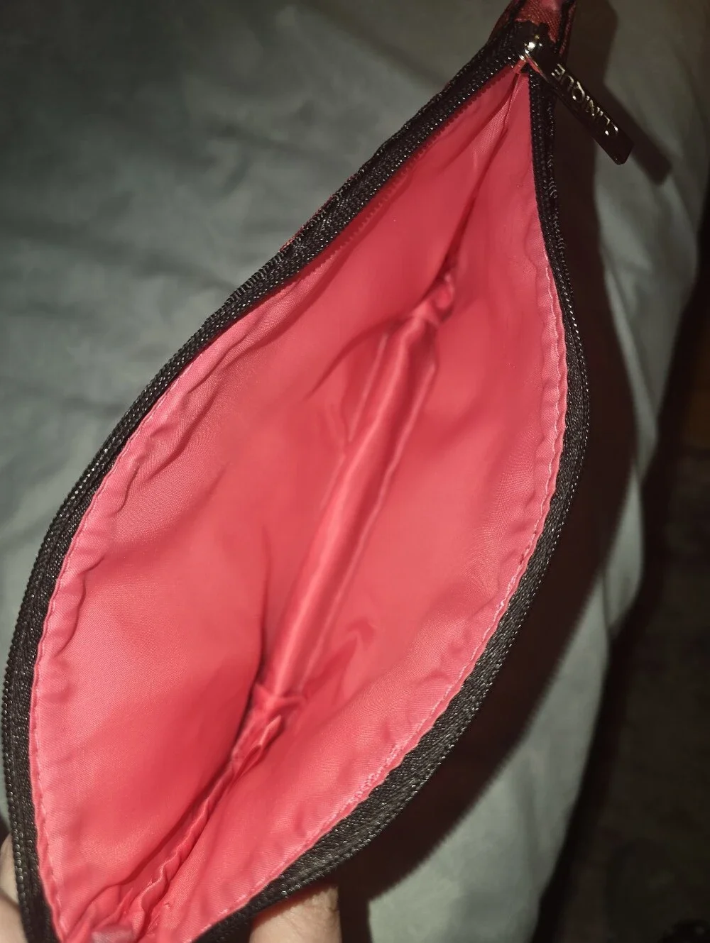 CliniquexKate Spade Pink And Red Stripe 'Hello, Gorgeous' Cosmetic Pouch